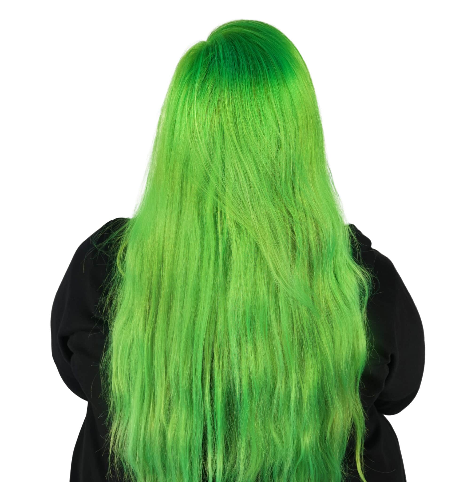 neonově zelené vlasy