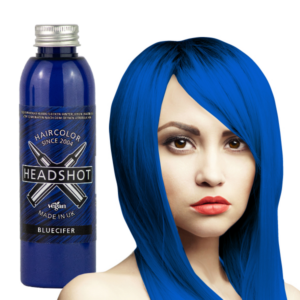 modrá barva na vlasy headshot