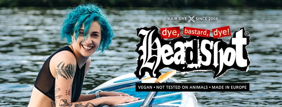 tyrkysove vlasy barva headshot vegan